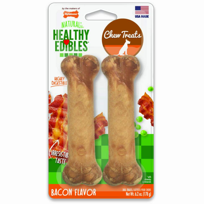 Nylabone Healthy Edibles Longer Lasting Bacon Wolf 2Pk