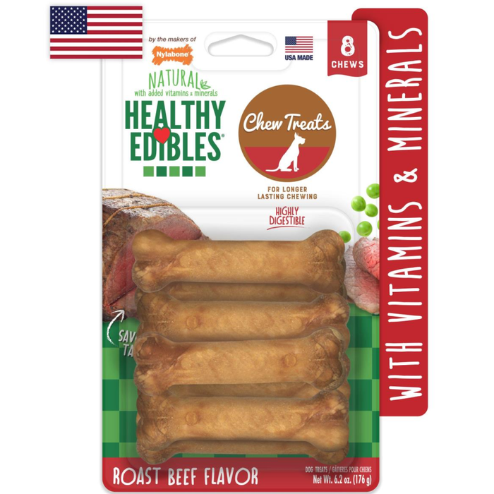 Nylabone Healthy Edibles Longer Lasting Roast Beef Petite 8Ct