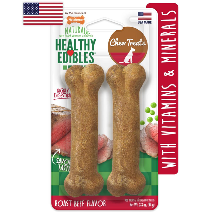 Nylabone Healthy Edibles Longer Lasting Roast Beef Regular 2Pk