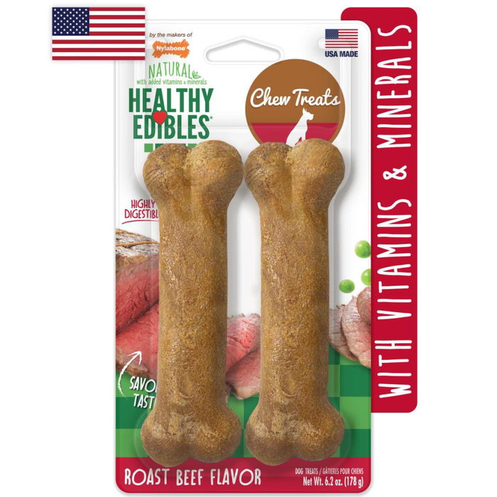 Nylabone Healthy Edibles Longer Lasting Roast Beef Wolf 2Pk