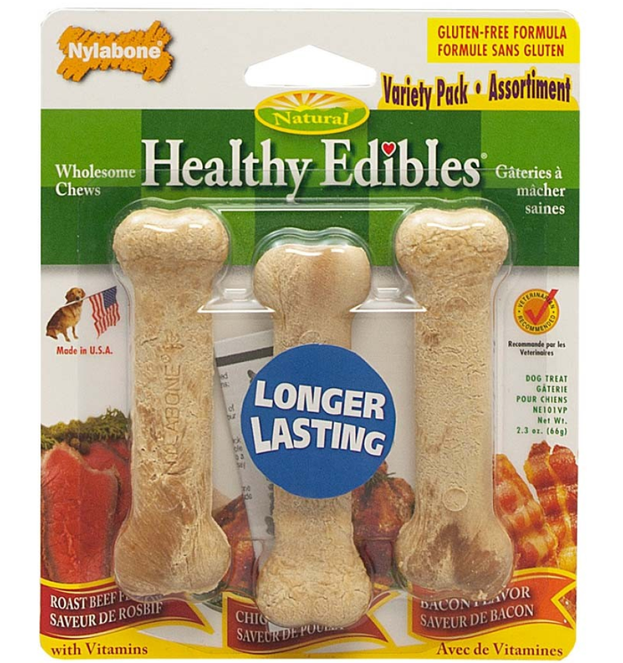 Nylabone Healthy Edibles Longer Lasting Variety Pack Petite 3Pk