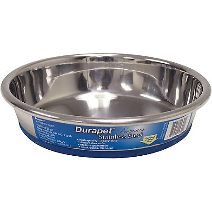Ourpet'S Premium Rubber-Bonded Stainless Steel Cat Dish 16Oz