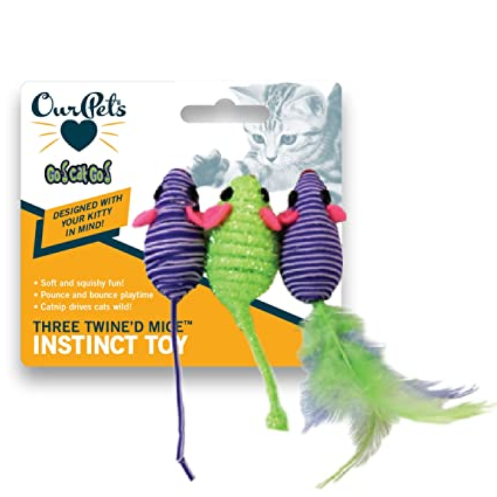 Ourpets Three Twined Mice Cat Toy 3Pk