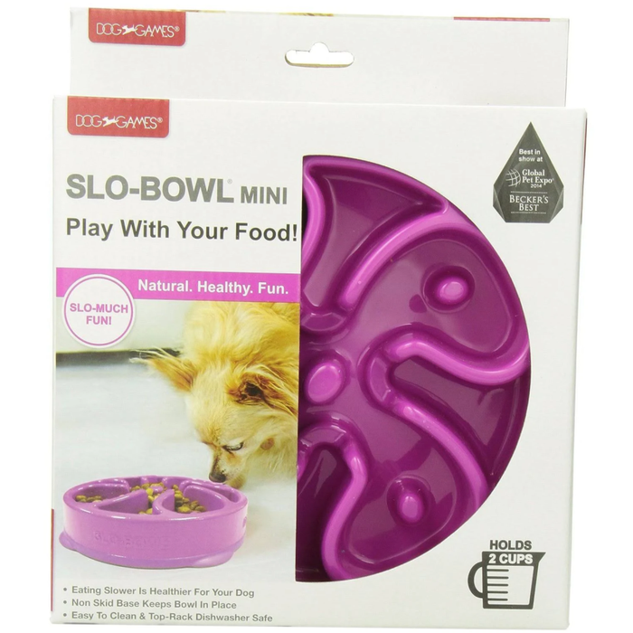 Outward Hound Outward Hound Fun Feeder Dog Bowl Slow Feeder Stop Bloat For Dogs, Small, Purple