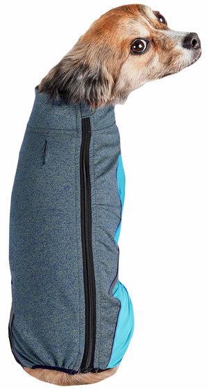 Pet Life  Active 'Chase Pacer' Heathered Performance 4-Way Stretch Two-Toned Full Body Warm Up - Pet Totality