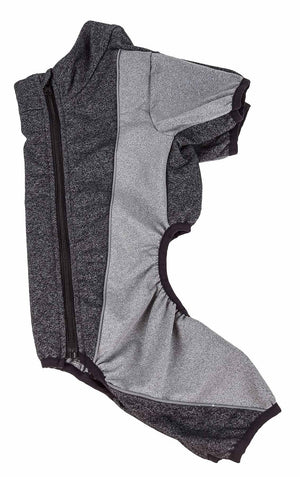 Pet Life  Active 'Chase Pacer' Heathered Performance 4-Way Stretch Two-Toned Full Body Warm Up - Pet Totality