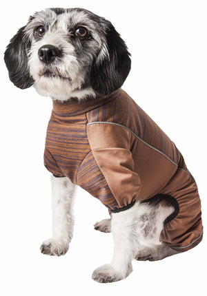 Pet Life  Active 'Chase Pacer' Heathered Performance 4-Way Stretch Two-Toned Full Body Warm Up - Pet Totality