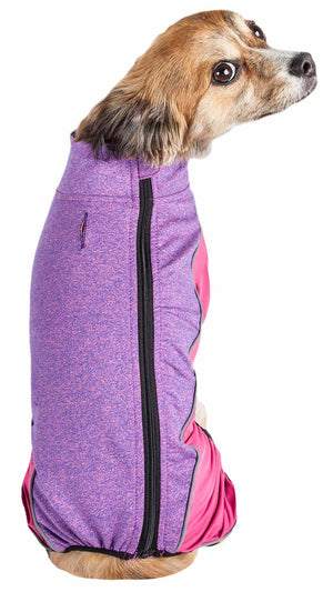 Pet Life  Active 'Chase Pacer' Heathered Performance 4-Way Stretch Two-Toned Full Body Warm Up - Pet Totality