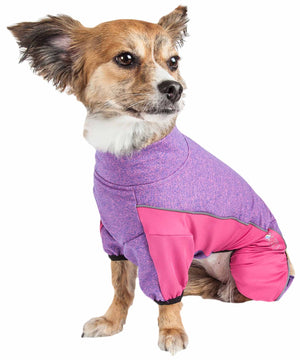 Pet Life  Active 'Chase Pacer' Heathered Performance 4-Way Stretch Two-Toned Full Body Warm Up - Pet Totality