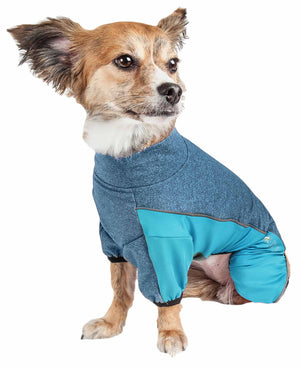 Pet Life  Active 'Chase Pacer' Heathered Performance 4-Way Stretch Two-Toned Full Body Warm Up - Pet Totality