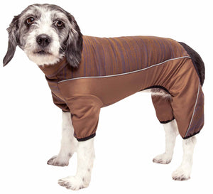 Pet Life  Active 'Chase Pacer' Heathered Performance 4-Way Stretch Two-Toned Full Body Warm Up - Pet Totality