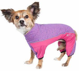 Pet Life  Active 'Chase Pacer' Heathered Performance 4-Way Stretch Two-Toned Full Body Warm Up - Pet Totality