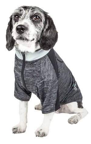 Pet Life  Active 'Chewitt Wagassy' 4-Way Stretch Performance Long Sleeve Dog T-Shirt - Pet Totality