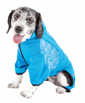 Pet Life  Active 'Pawsterity' Heathered Performance 4-Way Stretch Two-Toned Full Bodied Hoodie - Pet Totality