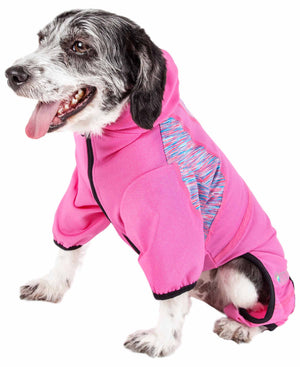 Pet Life  Active 'Pawsterity' Heathered Performance 4-Way Stretch Two-Toned Full Bodied Hoodie - Pet Totality