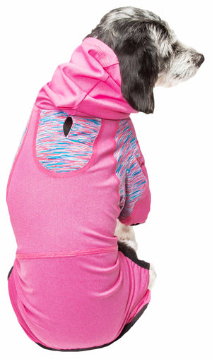 Pet Life  Active 'Pawsterity' Heathered Performance 4-Way Stretch Two-Toned Full Bodied Hoodie - Pet Totality