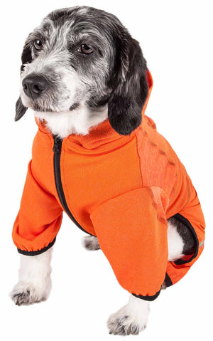 Pet Life  Active 'Pawsterity' Heathered Performance 4-Way Stretch Two-Toned Full Bodied Hoodie - Pet Totality