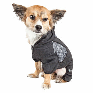 Pet Life  Active 'Pawsterity' Heathered Performance 4-Way Stretch Two-Toned Full Bodied Hoodie - Pet Totality