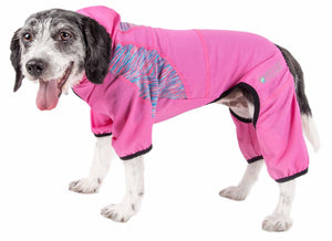 Pet Life  Active 'Pawsterity' Heathered Performance 4-Way Stretch Two-Toned Full Bodied Hoodie - Pet Totality