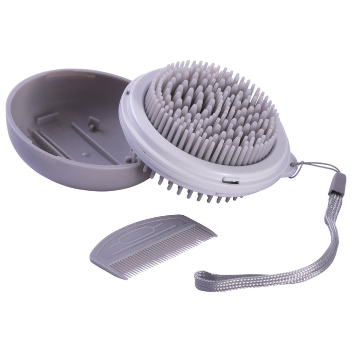Pet Life  'Bravel' 3-in-1 Travel Pocketed Dual Grooming Brush and Pet Comb