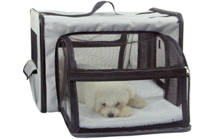 Pet Life Capacious Dual-Expandable Wire Folding Lightweight Collapsible Travel Pet Dog Crate - Pet Totality