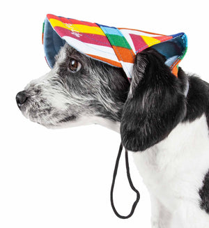 Pet Life  'Colorfur' Floral Uv Protectant Adjustable Fashion Dog Hat Cap - Pet Totality