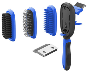 Pet Life  'Conversion' 5-in-1 Interchangeable Dematting and Deshedding Bristle Pin and Massage Grooming Pet Comb - Pet Totality
