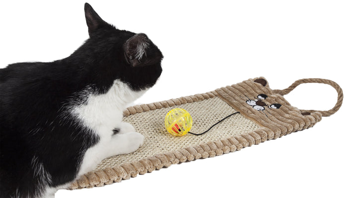 Pet Life Eco-Natural Sisal And Jute Hanging Carpet Kitty Cat Scratcher Lounge With Toy