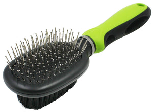 Pet Life  Flex Series 2-in-1 Dual-Sided Pin and Bristle Grooming Pet Brush - Pet Totality