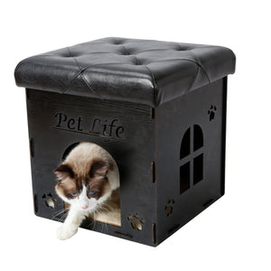 Pet Life Foldaway Collapsible Designer Cat House Furniture Bench - Pet Totality