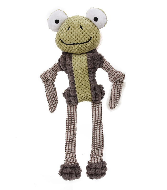Pet Life Frog Mannequin Eco-Friendly Natural Jute Chew And Tug Plush Dog Toy