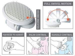 Pet Life  'Gyrater' Swivel Travel Silicone Massage Grooming Cat Brush - Pet Totality