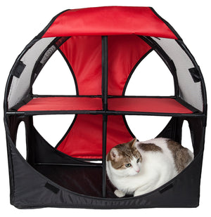 Pet Life Kitty-Play Obstacle Travel Collapsible Soft Folding Pet Cat House - Pet Totality