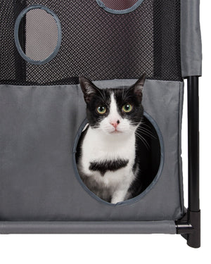 Pet Life Kitty-Square Obstacle Soft Folding Sturdy Play-Active Travel Collapsible Travel Pet Cat House Furniture - Pet Totality