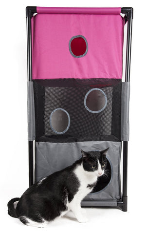 Pet Life Kitty-Square Obstacle Soft Folding Sturdy Play-Active Travel Collapsible Travel Pet Cat House Furniture - Pet Totality