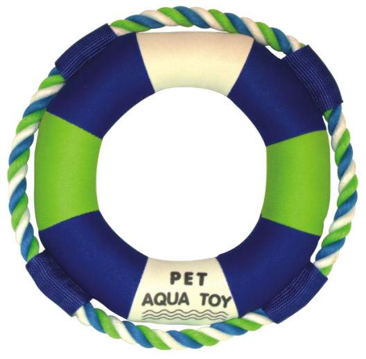 Pet Life  'Life Raver' Rounded Squeaking and Jute Rope Floating Dog Toy