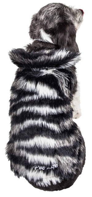 Pet Life  Luxe 'Chauffurry' Beautiful Designer Zebra Patterned Mink Fur Dog Coat Jacket - Pet Totality