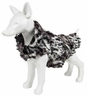 Pet Life  Luxe 'Paw Dropping' Designer Gray-Scale Tiger Pattern Mink Fur Dog Coat Jacket - Pet Totality