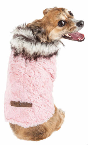 Pet Life  Luxe 'Pinkachew' Charming Designer Mink Fur Dog Coat Jacket - Pet Totality