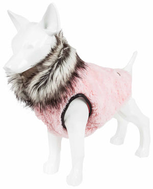 Pet Life  Luxe 'Pinkachew' Charming Designer Mink Fur Dog Coat Jacket - Pet Totality