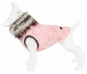 Pet Life  Luxe 'Pinkachew' Charming Designer Mink Fur Dog Coat Jacket - Pet Totality