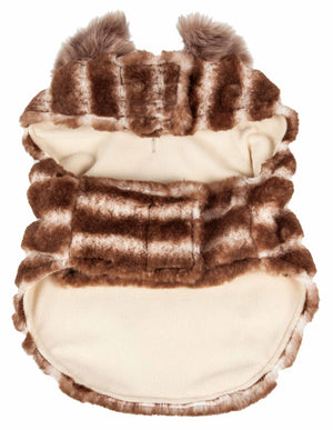 Pet Life  Luxe 'Tira-Poochoo' Tiramisu Patterned Mink Dog Coat Jacket - Pet Totality