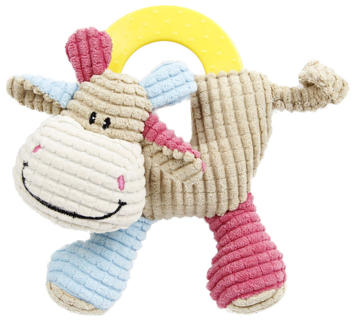 Pet Life  'Moo-cifier' Plush Squeaking and Rubber Teething Newborn Puppy Dog Toy