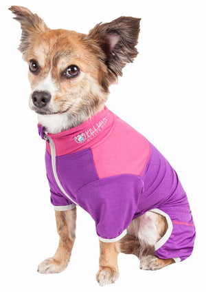 Pet Life ® Active 'Embarker' Heathered Performance 4-Way Stretch Two-Toned Full Body Warm Up - Pet Totality