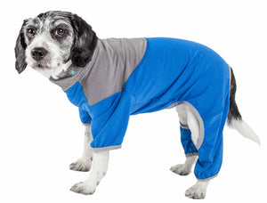 Pet Life ® Active 'Embarker' Heathered Performance 4-Way Stretch Two-Toned Full Body Warm Up - Pet Totality