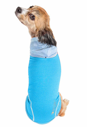 Pet Life ® Active 'Pull-Rover' Premium 4-Way Stretch Two-Toned Performance Sleeveless Dog T-Shirt Tank Top Hoodie - Pet Totality