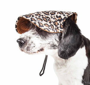 Pet Life ® 'Cheetah Bonita' Cheetah Patterned Uv Protectant Adjustable Fashion Dog Hat Cap - Pet Totality