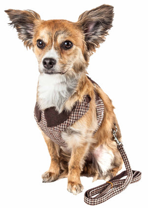 Pet Life ® Luxe 'Houndsome' 2-In-1 Mesh Reversible Plaided Collared Adjustable Dog Harness-Leash - Pet Totality