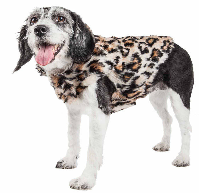Pet Life ® Luxe 'Lab-Pard' Dazzling Leopard Patterned Mink Fur Dog Coat Jacket