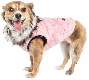 Pet Life ® Luxe 'Pinkachew' Charming Designer Mink Fur Dog Coat Jacket - Pet Totality
